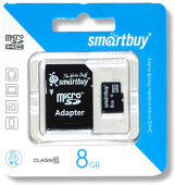 Карта памяти Smartbuy micro SD 8 Gb  CL10 адаптер SD 12224 фото в магазине Автомастер