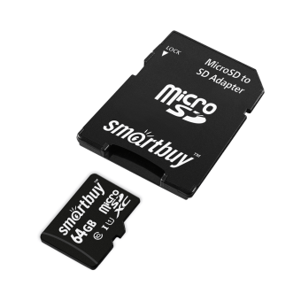 Карта памяти Smartbuy micro SDXC 64Gb CL10 UHS-1 (с адаптером)