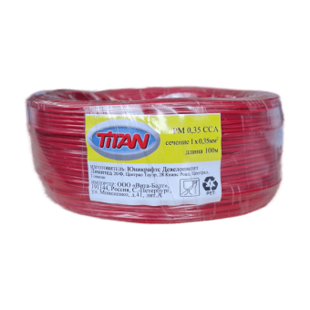 Провод монтажный PM 0,35 красн. 100м (Titan B)