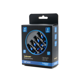 SWAT SIP-410 межблочный кабель 4RCA-4RCA 1м.витая пара, 2 экрана