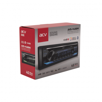 ACV AVS-948BM 1din ресивер 24V!/мультицвет/BT/2USB/Charge/SD/FM/AUX/MP3/4*45/фикс.панель